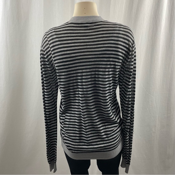 Theory Black and Grey Striped Goldsmith S Refinery Cardigan M - Picture 6 of 14